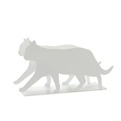 Image of Balvi Magazine rack Feline White colour Practical and decorative shaped cat Iron 21,5 cm