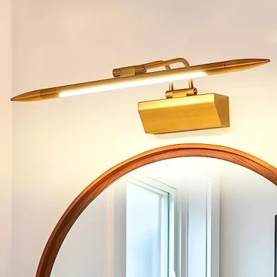 Image of MantoLite Dimmable Wall Lamp, IP44 Acrylic Vanity Bathroom Sconce Mirror Lights,42CM Indoor Picture Display Lighting for Bedside Reading Lamps Light Fixtures(6W 4000K Matte Brass)