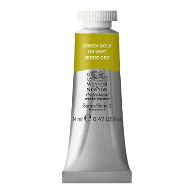 Image of Winsor &amp; Newton Professional Watercolour Paint, Artist Quality, Finest Pigments, Green Gold, 14 ml Tube