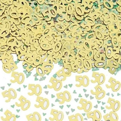 Image of Amscan 9900841 Metallic Gold Number 50 Confetti 14g 1 Pack