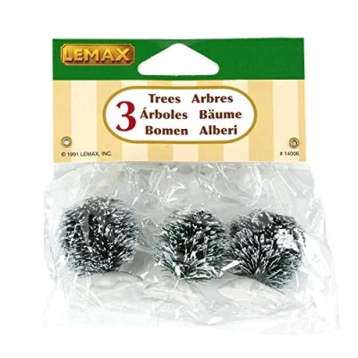 Image of Lemax Christmas Village Round Bristle Tree Set Of 3 Mini 14006