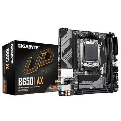 Image of Gigabyte B650I AX Motherboard Supports AMD AM5 CPUs, 5+2+1 Phases Digital VRM, up to 6400MHz DDR5 (OC), 1xPCIe 4.0 M.2, Wi Fi 6E, 2.5GbE LAN, USB 3.2 Gen 2