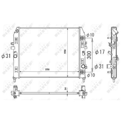 Image of LFG115200E, LFG215200E, LFG715200G Engine radiator NRF 53851 Aluminium 550mm 428mm 16mm Brazed cooling fins