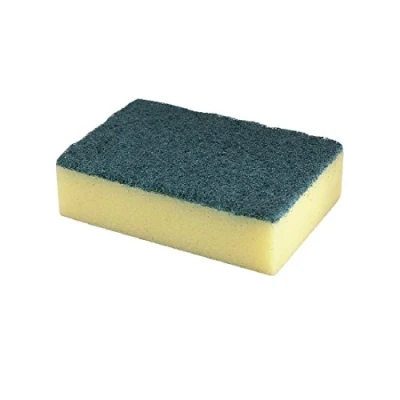 Image of Jantex Sponge Scourers (Pack of 10), Yellow &amp; Green, Dishwashing Scourer, Light Abrasive Scourer Soft Absorbent Sponge, Cleaning Product, F960