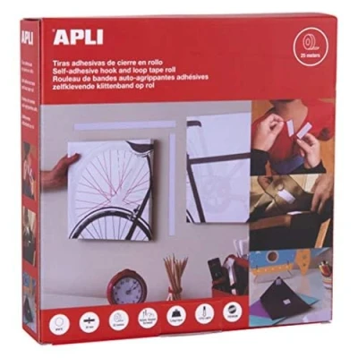 Image of Apli 2 cm x 25 m Velcro Tape White
