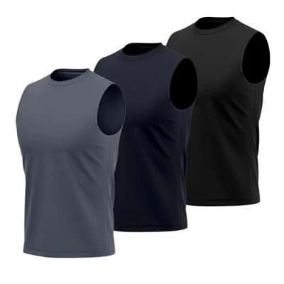 Image of 3/5 Pack Running Tank Top for Men Muscle Sleeveless Dry Fit Workout Shirts Tops Training Bodybuilding Vests