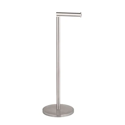 Image of WENKO 22985100 Freestanding Toilet roll holder 2in1 Matt brush and spare in one, space saving, Stainless steel, 21 x 55 17 cm,