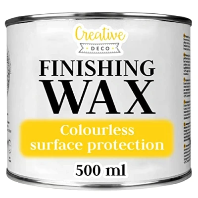 Image of Creative Deco 500 ml Finishing Furniture Wax for Wood &amp; Chalk Paint Clear Painted Surface Protection Colourless Transparent Polish Water Repellent Shine Satin Finish Perfect Antiques