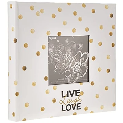 Image of Pioneer Photo Albums Golden Dots Live Laugh Love 200 pkt 4x6 Album, Pocket, Gold