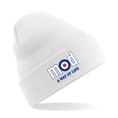 Image of HiViz Kings MOD A Way of Life Beanie Hat Embroidered Logo Pristine Finish Beenie (Black) (White)