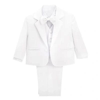 Image of Lito Angels Little Boy Formal Dress Suit Wedding Outfit Wear, 5 Pieces Set (Blazer, Shirt, Waistcoat, Trousers, Bow Tie) Age Years, White, 057 (Tag Number 06)
