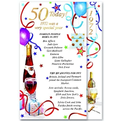 Image of Simon Elvin 2022 50th Male Birthday Card 1972 Was A Special Year Age 50 …, 13.5cm x 19.5 cm