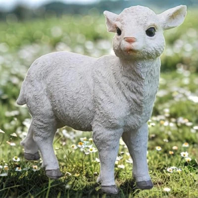 Image of Best Value Here Small Sheep Lamb Garden Ornament Farm Yard Animal Patio Sculptures Statue 3 Sizes (Small lamb)