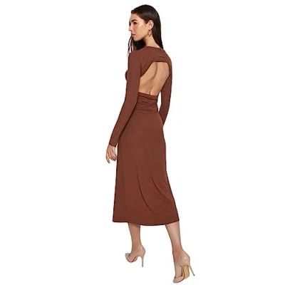 Image of Trendyol FeMan Bodycon Slim fit Knitwear Dress,Brown,M