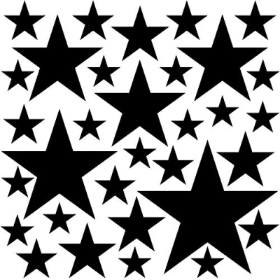 Image of PREMYO Set of 32 Star Wall Stickers Kids Nursery Decor Easy to Apply Decals for Bedrooms Girls Boys Black