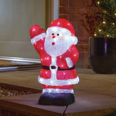 Image of 44cm Battery Operated LED Light up Acrylic Christmas Santa Decoration