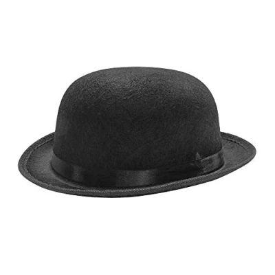Image of Felt Bowler Black Hats Caps &amp; Headwear for Fancy Dress Costumes Accessory