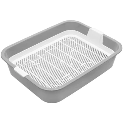 Image of 4BIG.fun Cat Litter Tray for Small Animals, Gray, Plastic, Classic, Klein (33.2 x 25.6 7.2 cm, 0.3 kg) Suitable Kittens &amp; Young Cats