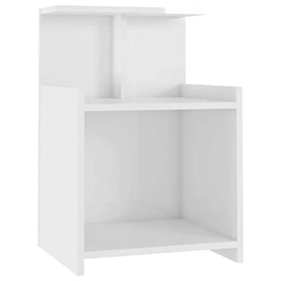Image of vidaXL Bed Cabinet Chipboard Nightstand Drawer Storage End Bedside Table Shelf Telephone Stand Bedroom Furniture High Gloss White