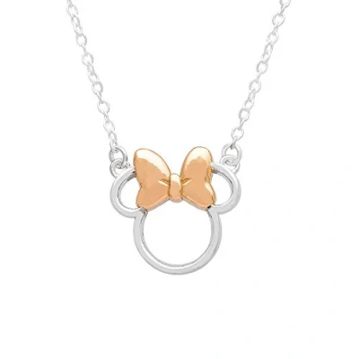 Image of Disney Minnie Mouse Sterling Silver Silhouette Pendant Necklace, 18 chain, Mickey&#039;s 90th Birthday Anniversary