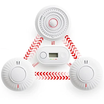 Image of Wireless Interlinked Smoke, Heat &amp; Carbon Monoxide Alarm Bundle Scotland England Law Compliant 10 Year Battery Life CE BS Certified LINKD Alarms Pre Linked UK Phone Email Support