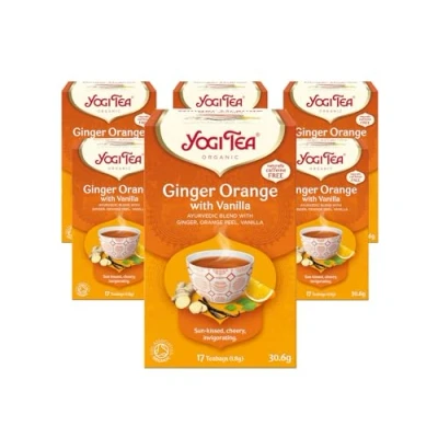 Image of Yogi Tea, Ginger Orange with Vanilla, Organic Herbal Naturally Caffeine Free, Blend of Ginger, Peel and 6 Packs x 17 Tea Bags (102 Teabags Total)