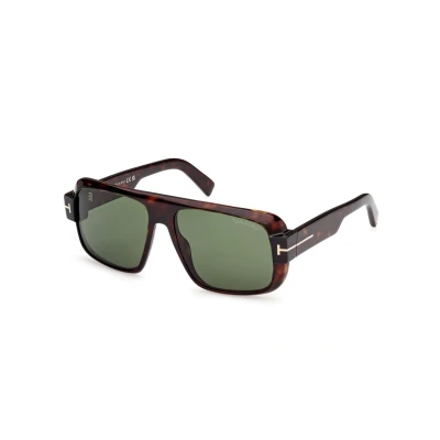 Image of TOM FORD Man FT1101 Turner 52n Sunglasses Plastic Havana Green Squat Normal
