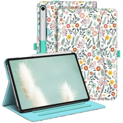 Image of Fintie Case for Samsung Galaxy Tab S9 FE 5G 10.9 Inch/Galaxy 11 Inch 2023, Multi Angle Viewing Protective Cover with Pocket, Auto Sleep/Wake, Spring Bloom