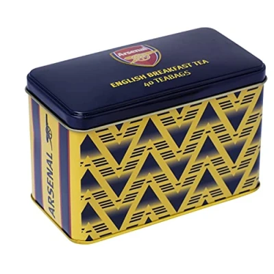 Image of New English Teas Arsenal Bruised Banana Tea Tin with 40 Breakfast Teabags