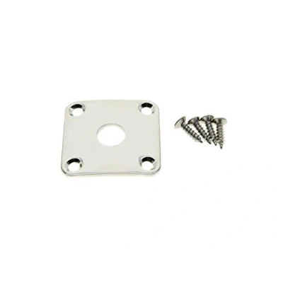 Image of KAISH Nickel Metal Curved Bottom Jack Plate Base Square Jackplate for Les Paul LP Guitars