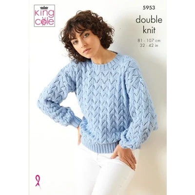 Image of King Cole 5953 Knitting Pattern Womens Sweater and Cardigan in Merino Blend DK