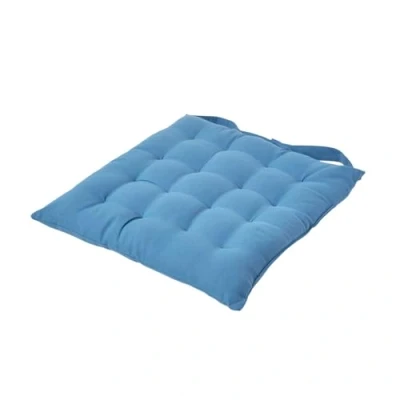 Image of HOMESCAPES Seat Pad Air Force Blue 40 x cm Indoor Garden Dining Chair Cushion 100% Cotton Well Filled Easy Care Washable At Home