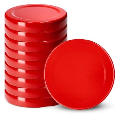 Image of KADAX Jar Lids Ø 53 mm, Sealing Solutions for Small Bottles and Mini Jars, Metal Tops with Three Threads Preserving Jam Honey (Red Lids, Set of 10)