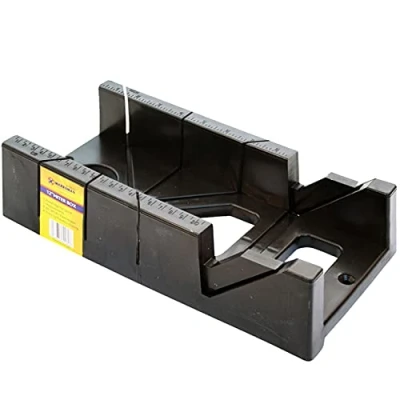 Image of Nti Marksman 12&quot; Black Mitre Saw Box Maxi Angle Cutting 30.5cm Miter Carpenters Guide 45 90 Degree Slot Woodworking Framing Crafts DIY Hand Tool UK
