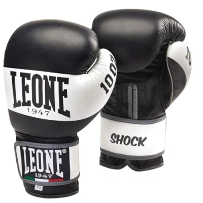 Image of LEONE 1947, Shock Boxing Gloves, Unisex Adult, Black, 10 OZ, GN047