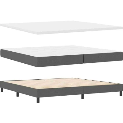 Image of vidaXL Box Spring Bed with Mattress in Dark Grey, 200x200 cm Fabric.