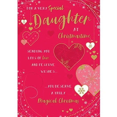 Image of Piccadilly Greetings Classic Christmas Card Daughter 10 x 7 inches