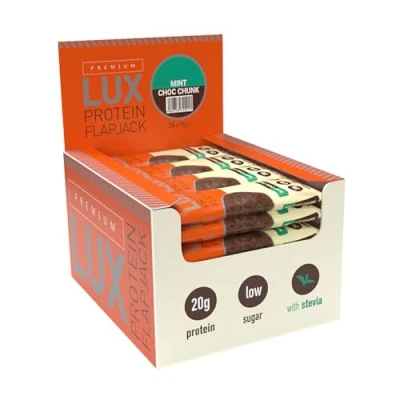 Image of Premium LUX Protein Flapjack Bars High Protein, Low Sugar Snack Bodybuilding Warehouse Mint Chocolate Chunk (24 x 75g)