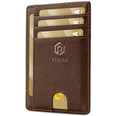 Image of Slim Wallet for Men RFID Blocking Minimalist Credit Card Holder Thin with Small Money Pocket &amp; Gift Box Men&#039;s in UK (Brown Coffee)