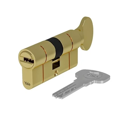 Image of Yale 10 0552 4550 00 2211 2100 Series (Patented) Rotary Knob 30/45 CK Polished Euro Profile Cylinder, Brass