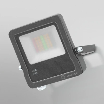 Image of LEDVANCE Smart LEDOutdoor Luminaire with WiFi Technology, FLOODlights for Outside, RGB Colors Changeable, 20 W, Made Of Dark Gray Aluminum, Compatible Google and Alexa Voice, SMART+ FLOOD