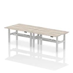 Image of Air B2B 1600x600mm Height Adjustable 4P Bench Desk CP Grey Oak/Silver