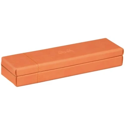 Image of RHODIA 319784C Tangerine Pencil Case 21 x 5.5 3 cm Orange Saddle Stitching Faux Leather Exterior Rhodiarama Home Office Collection Organization &amp; Designer Storage