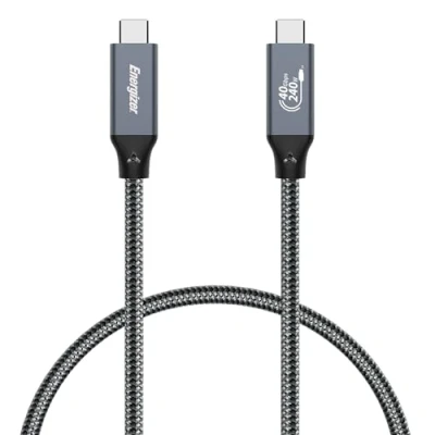 Image of Energizer USB C to Cable PD Fast Charge 240W Braided Nylon Compatible with New iPhone 15, Samsung S23 Series (80cm) Black/Grey