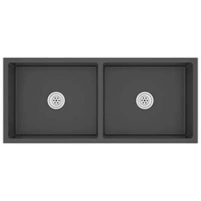 Image of vidaXL Handmade Stainless Steel Kitchen Sink Black, Satin Finish with Sound Reduction Pads Undermount/Flush Mount/Drop in Unique X Flume Design for Quick Water Flow