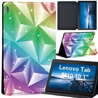 Image of Design Case for Lenovo Tab M10 TB X605F/ X605L/ X505F/ X505L Leather Tri Fold Stand Cover 10.1 Inch Tablet, (3D art Pyramid shape)