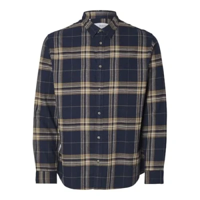 Image of SELECTED HOMME Men&#039;s Slhslimowen Flannel Shirt Ls Noos, Sky Captain 1, L