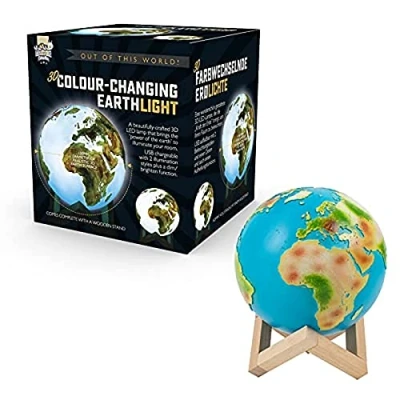 Image of Funtime Gifts 3D Colour Changing Earth Globe Light LED Childrens Adults USB Chargeable Bedside Study Desk Lamp Decor, Multi, Dia 15cm (10633)