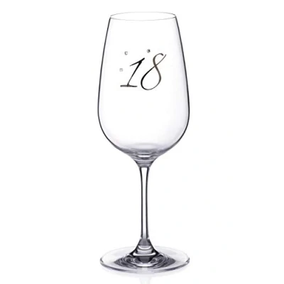 Image of DIAMANTE Swarovski &quot;18th Birthday&quot; Wine Glass Single Crystal with Platinum 18 Embossed and Crystals Gift Boxed