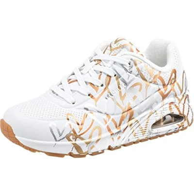Image of Skechers Sport UNO Trainers white/multicoloured metallic, Women&#039;s, Size: 9, White/multi coloured metallic Pu